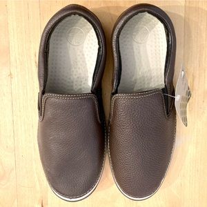 Crocs Hover Brown Leather Slip On Loafer Shoes Mens Size 11